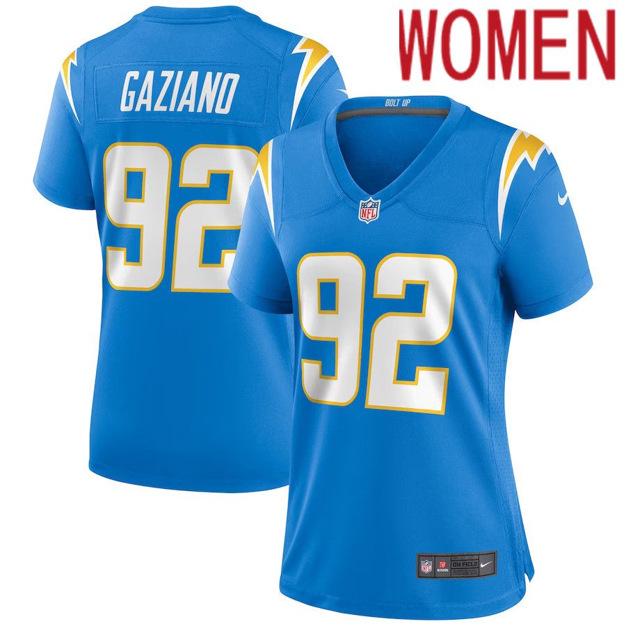 Women Los Angeles Chargers 92 Joe Gaziano Nike Powder Blue Game NFL Jersey